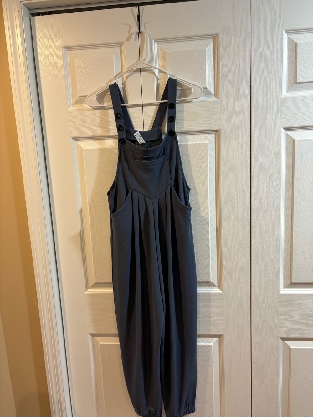 Blue Relaxed Utility Jumpsuit Overall Rompe Athleisure coastal casual chic - Picture 2 of 4